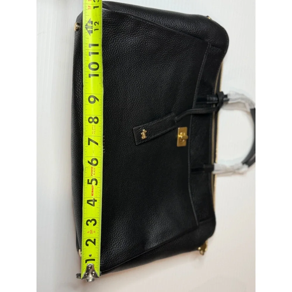 Radley Brook Avenue Medium Zip Leather‎ Satchel Black Gold Hardware Work Bag